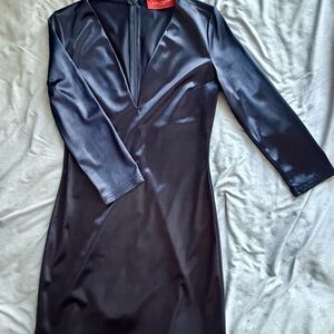AKIRA Chicago Red Label Navy Satin Dress – Size Large, New Without Tags